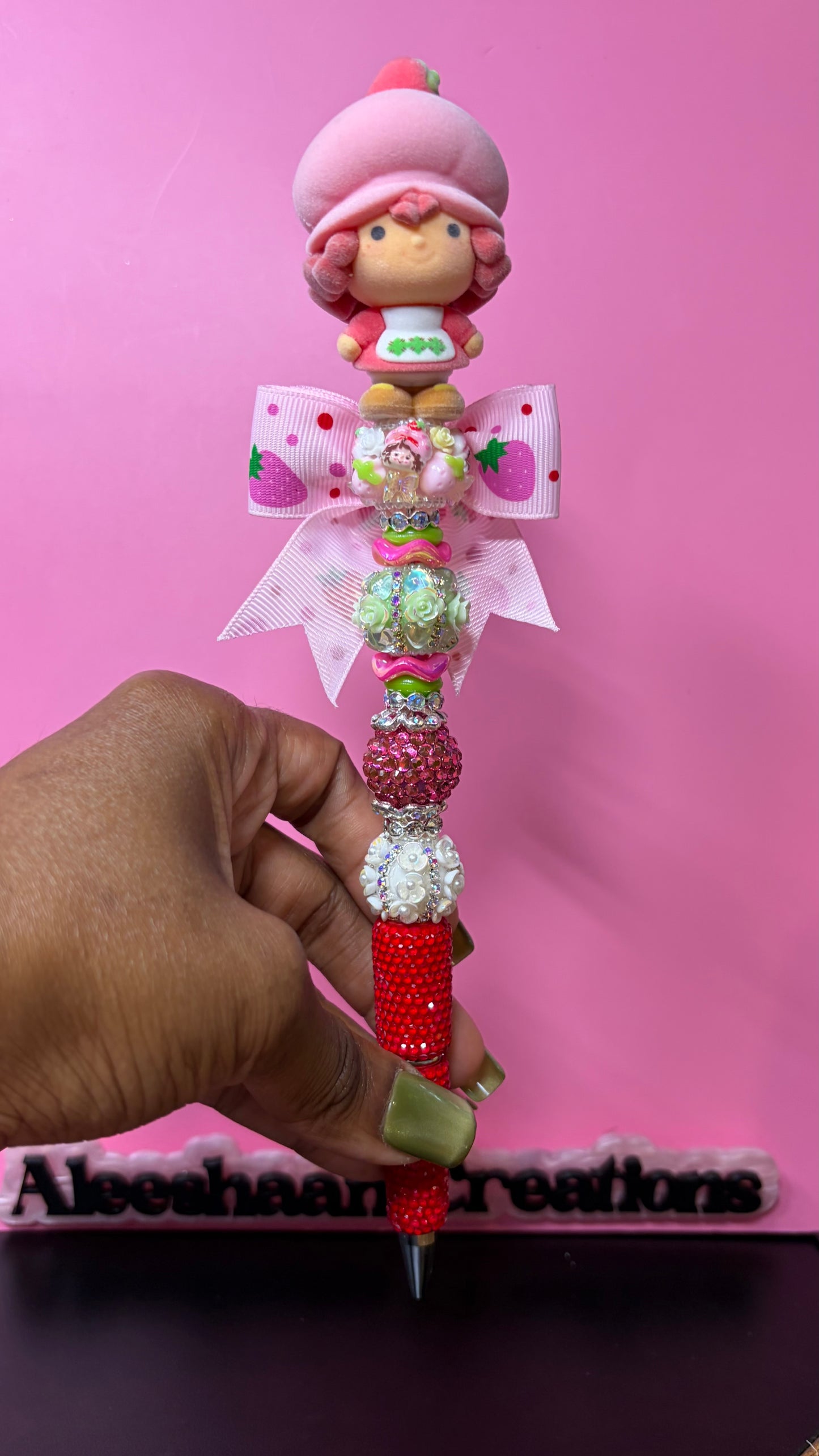 Strawberry Girls Beaded Rhinestone Pens