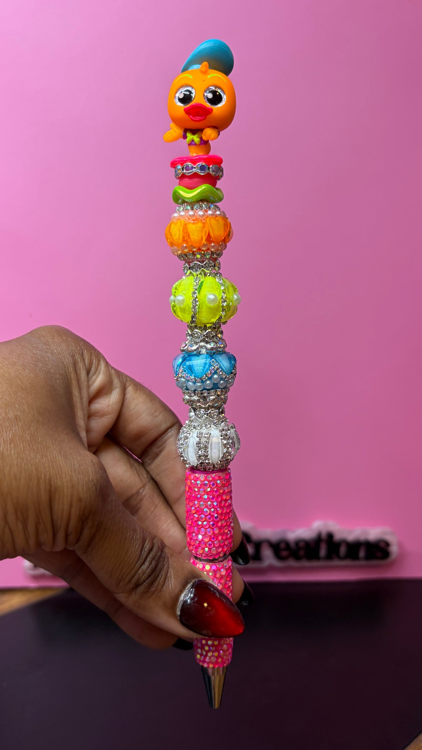 Neon Duck Beaded Rhinestone Pen
