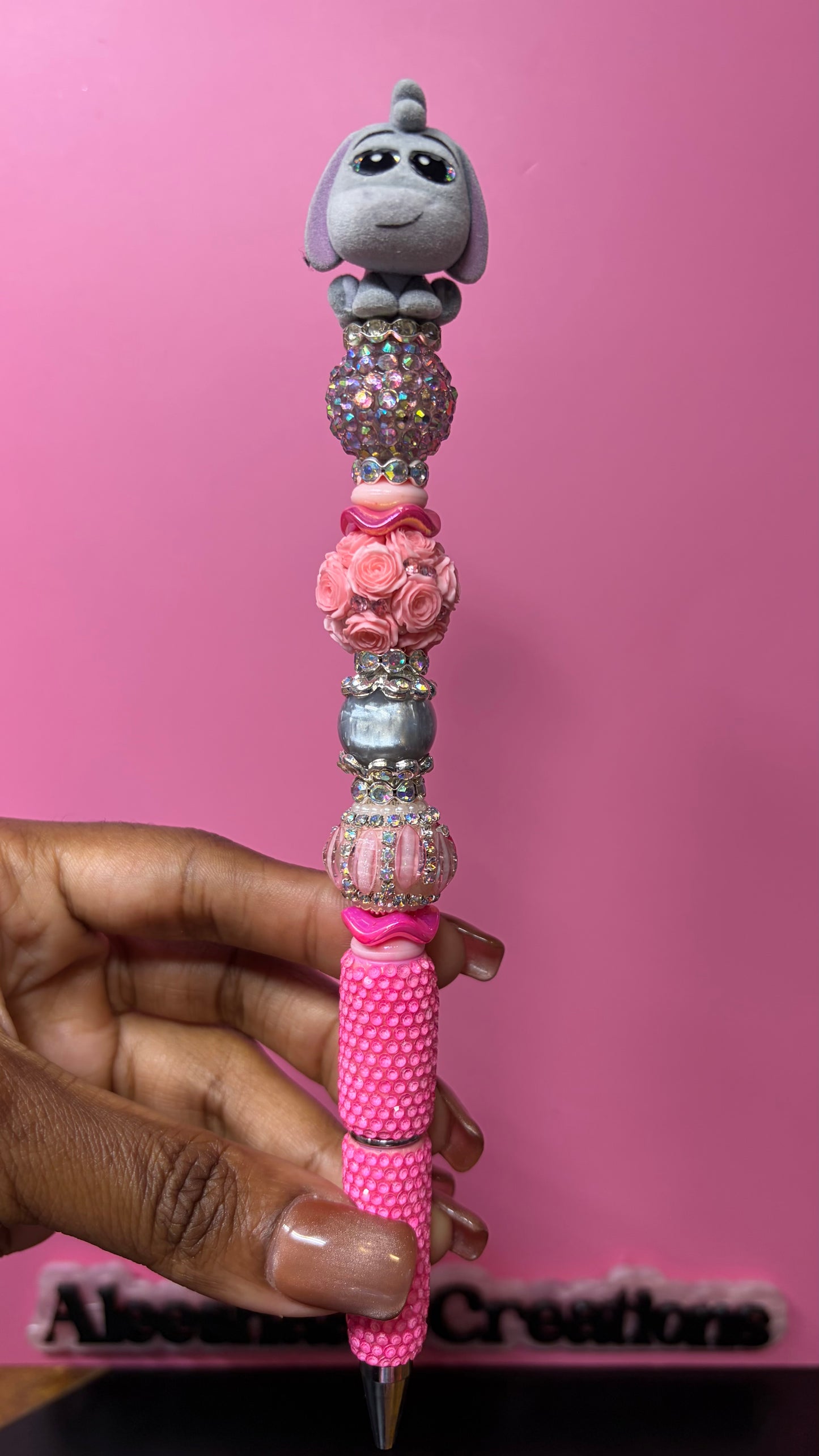 Gray Donkey Inspired Beaded Glow-in-the-Dark Rhinestone Pens