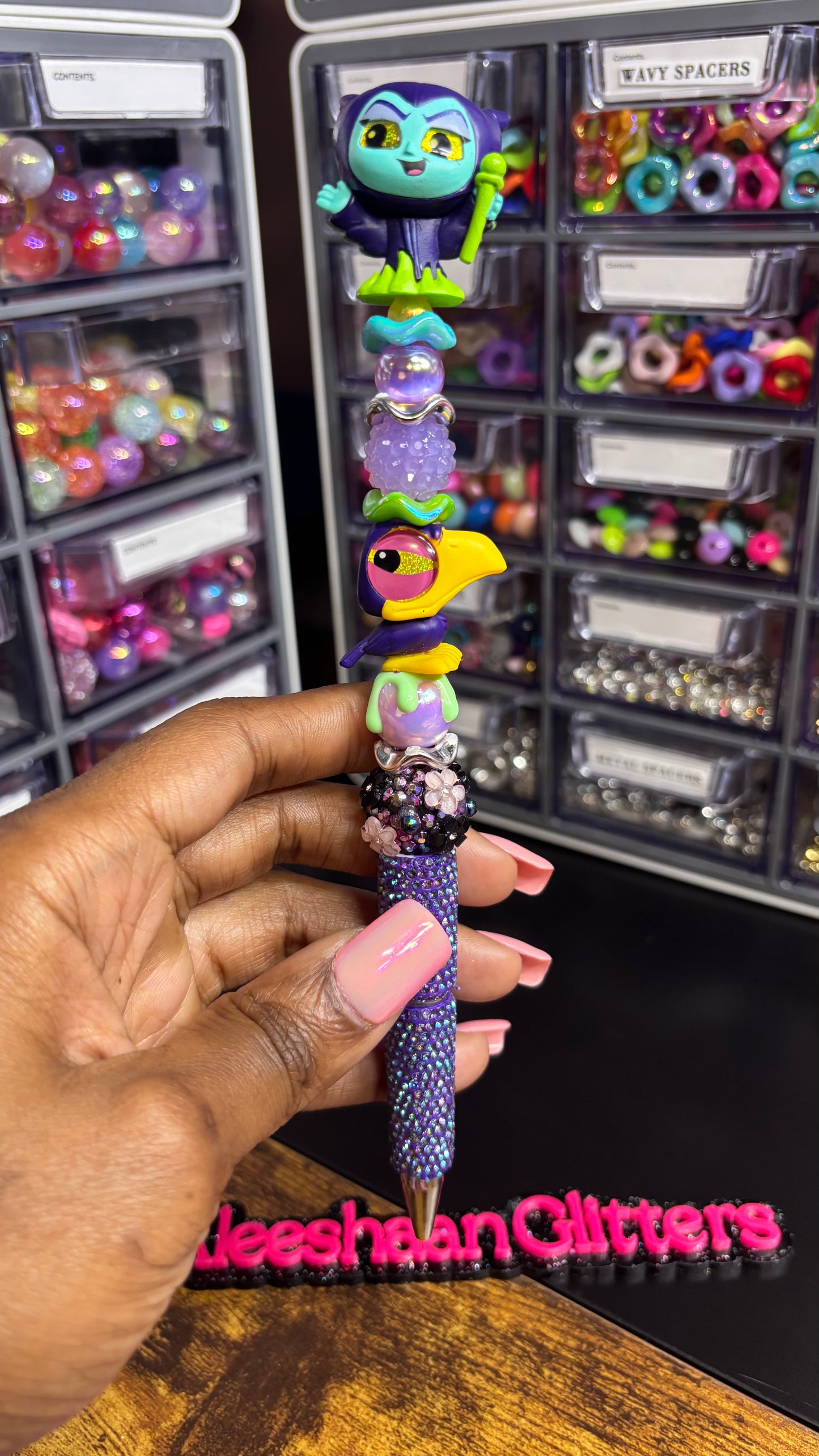 Villain Double Character Beaded Rhinestone Pen