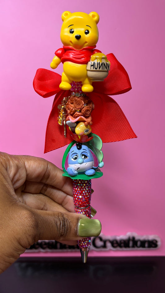 Clay Doll Honey Bear Beaded Rhinestone Pen