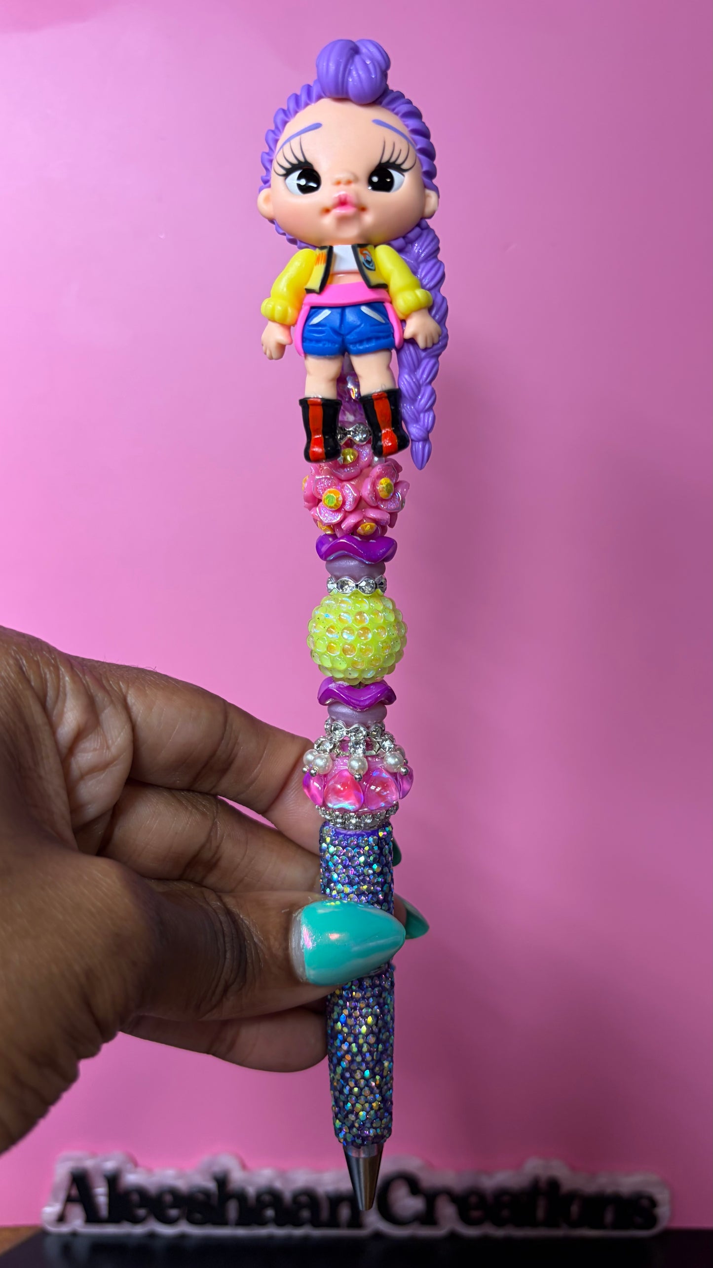 Trendy Pop Style Clay Doll Beaded Rhinestone Pen