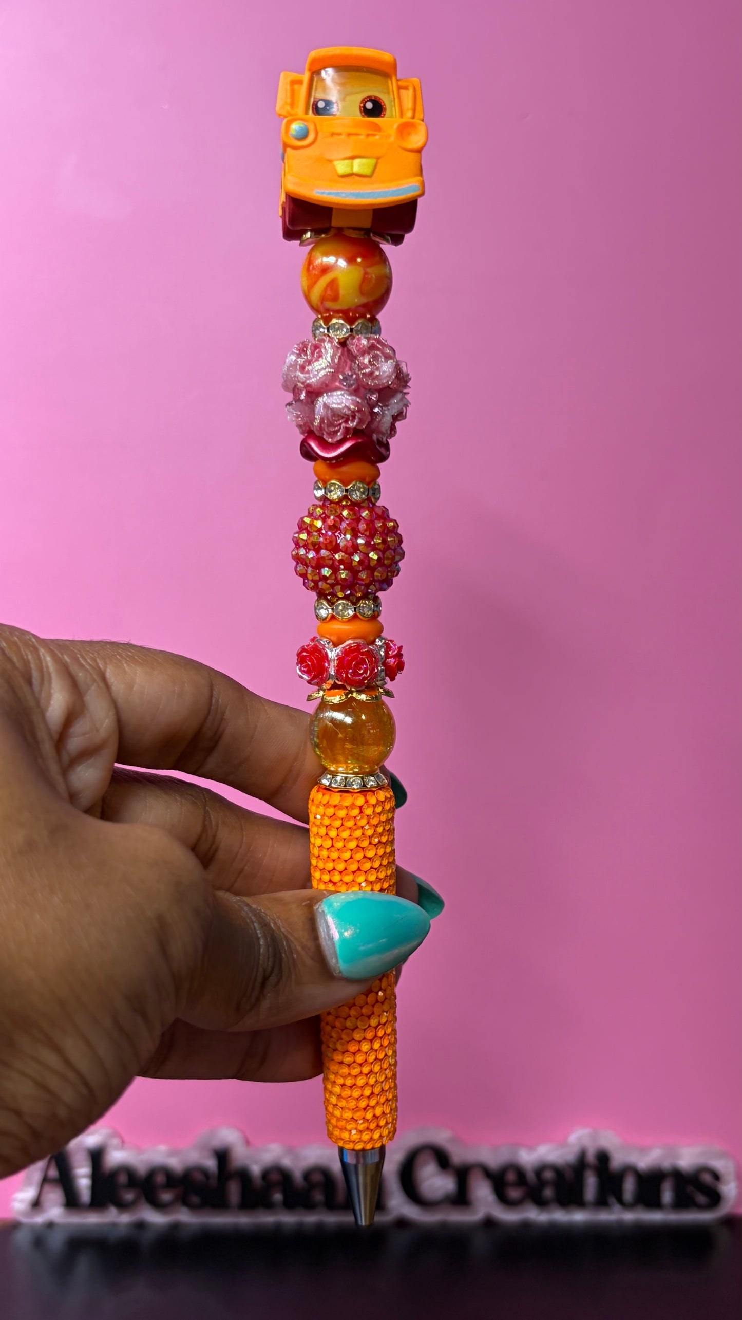 Tow Truck Inspired Beaded Rhinestone Pen