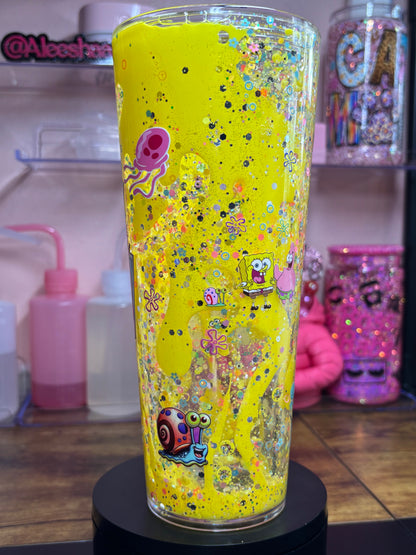 Dual Lava Acrylic Snow Globe Tumbler - 24 oz Premade