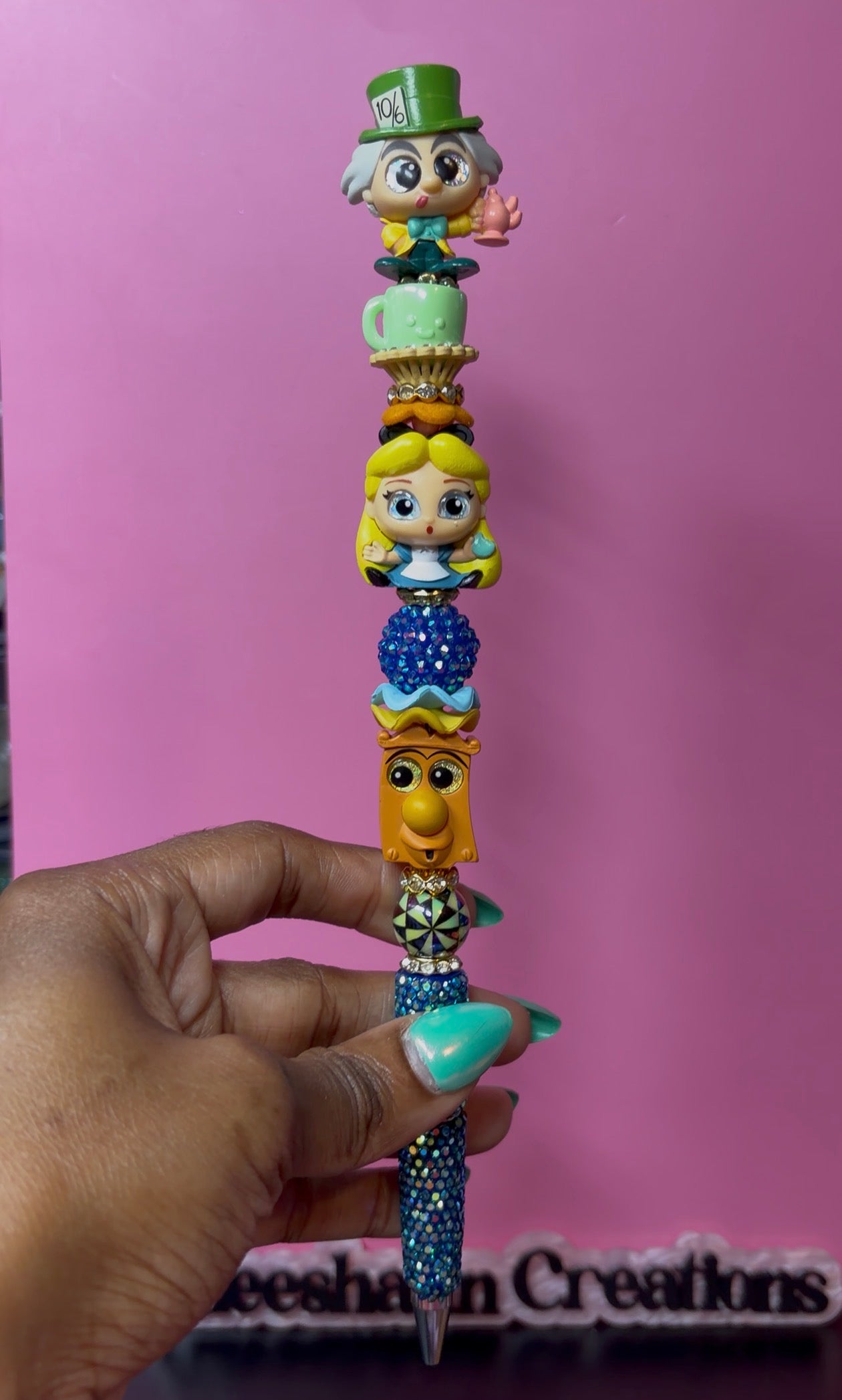 Wonderland Inspired 3 Character Beaded Rhinestone Pen
