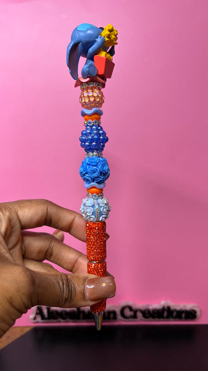 Blue Alien Inspired Beaded Rhinestone Pens
