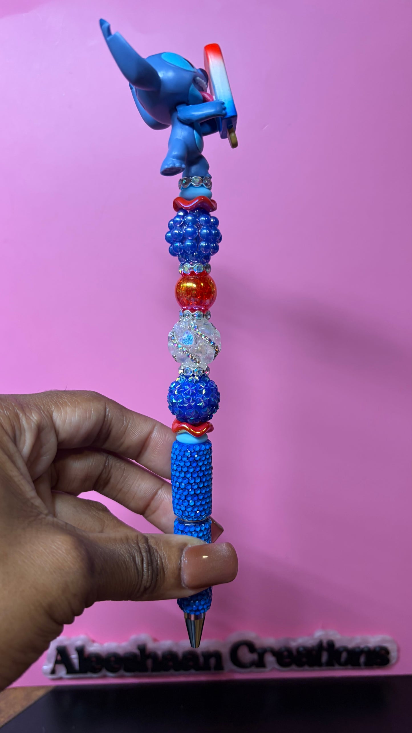 Blue Alien Inspired Beaded Rhinestone Pens