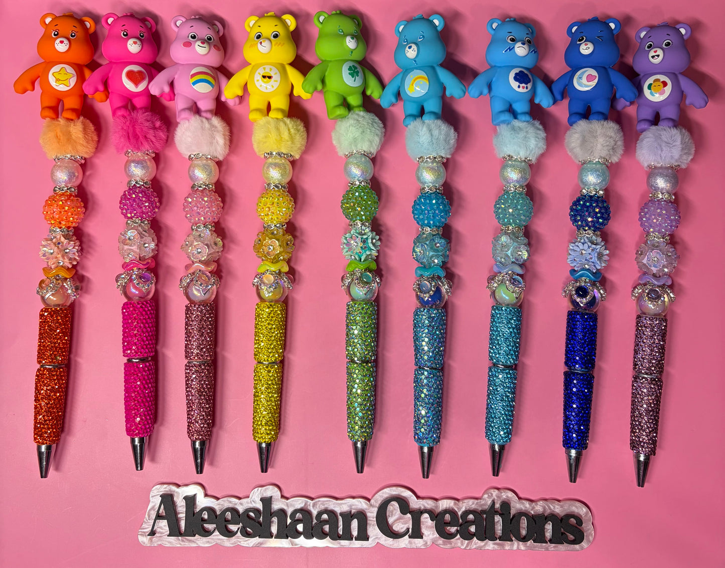Rainbow Bear Beaded Rhinestone Pens