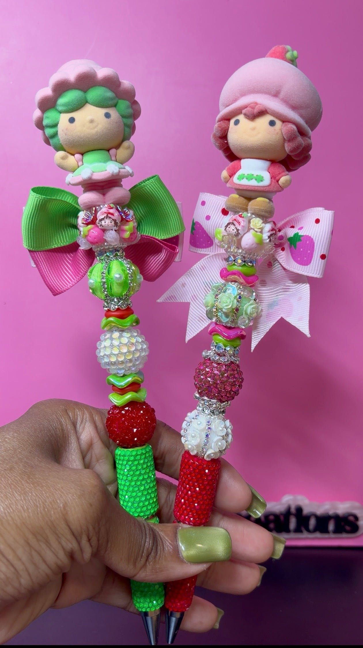 Strawberry Girls Beaded Rhinestone Pens