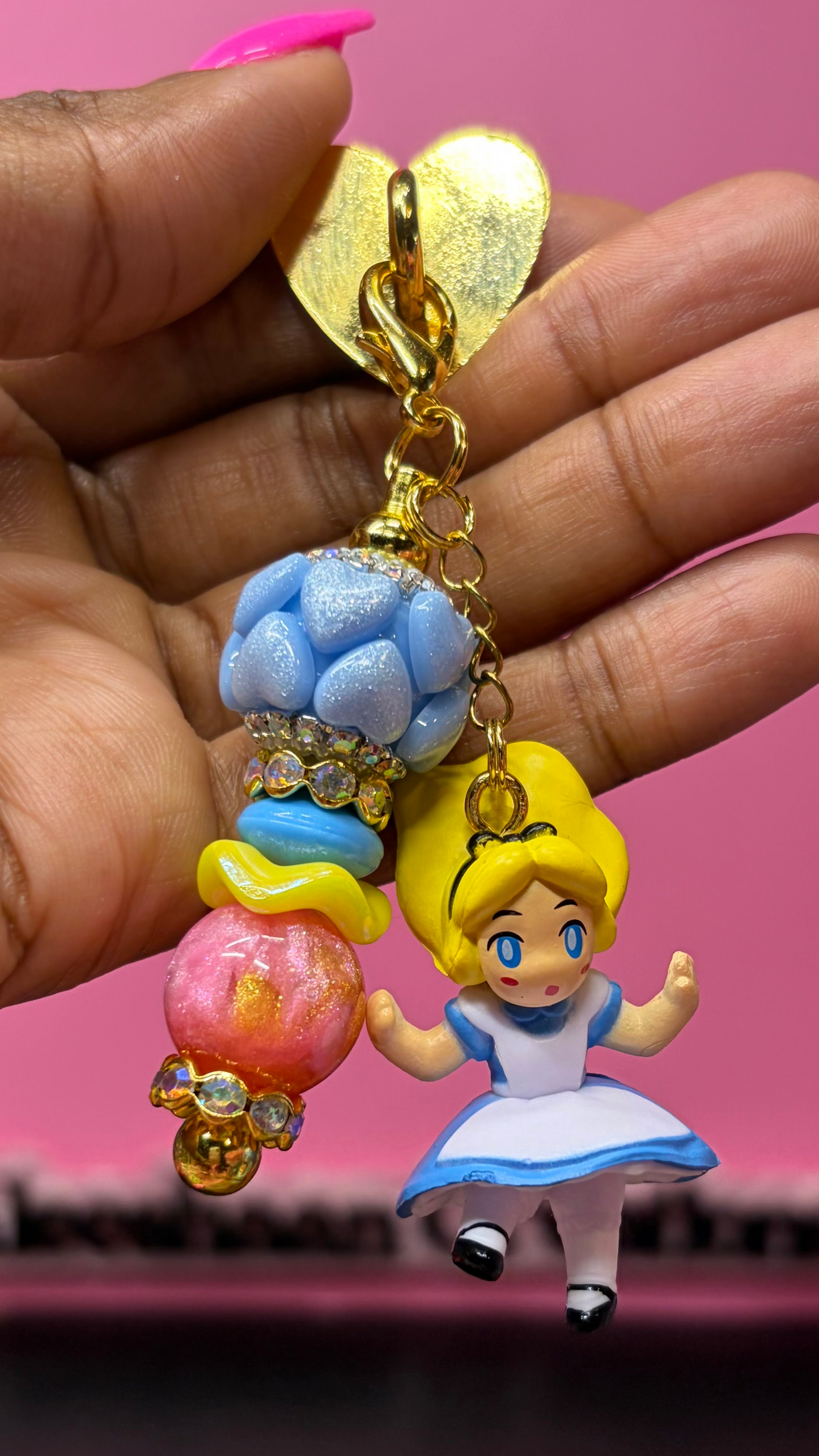 Wonderland Girl Beaded Phone Charm