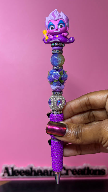 Purple Sea Witch Character Beaded Rhinestone Pen