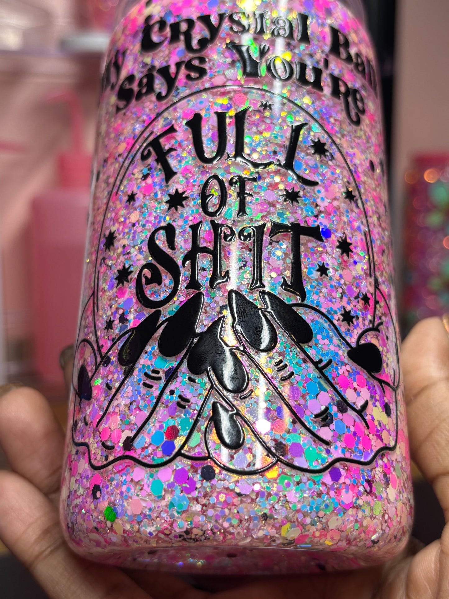 Crystal Ball Quote Design Acrylic Snow Globe Cup – 16 oz Premade