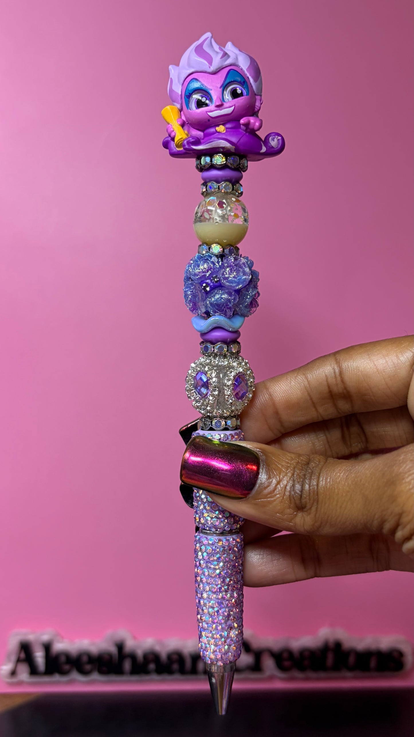 Purple Sea Witch Character Beaded Rhinestone Pen