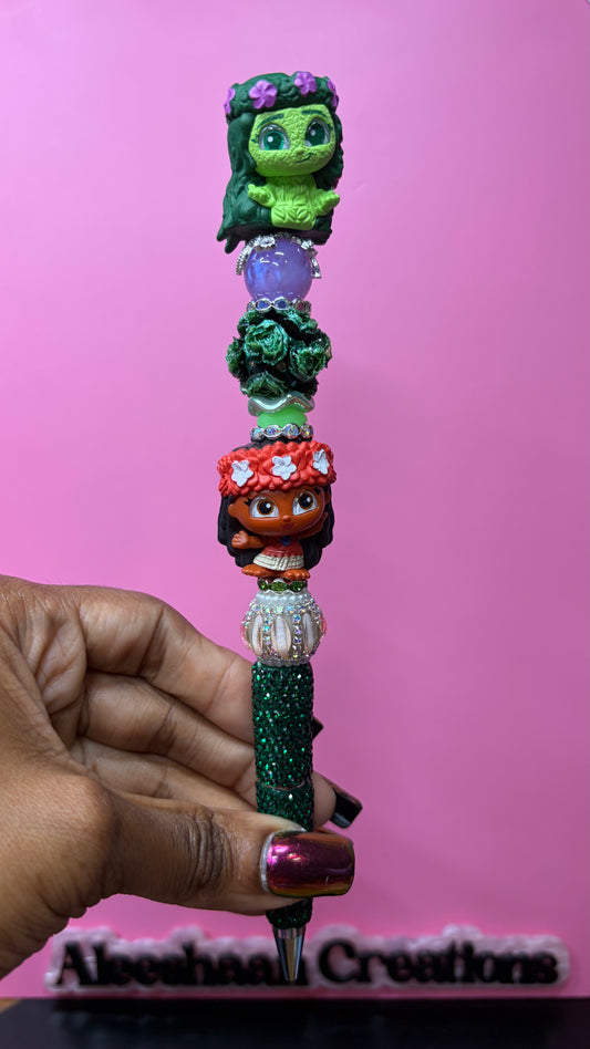 Island Princess Double Character Beaded Rhinestone Pen