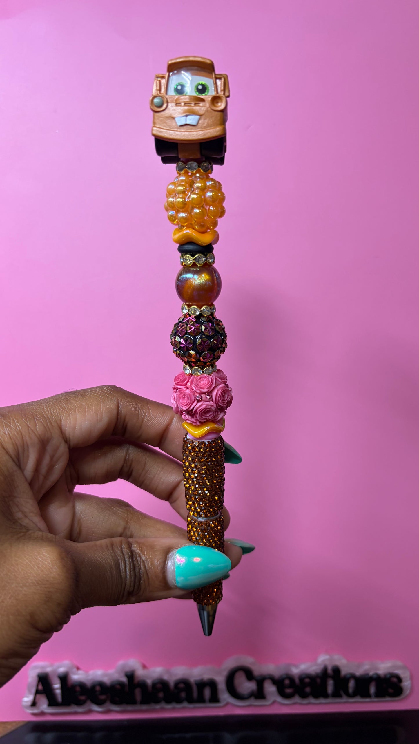 Tow Truck Inspired Beaded Rhinestone Pen