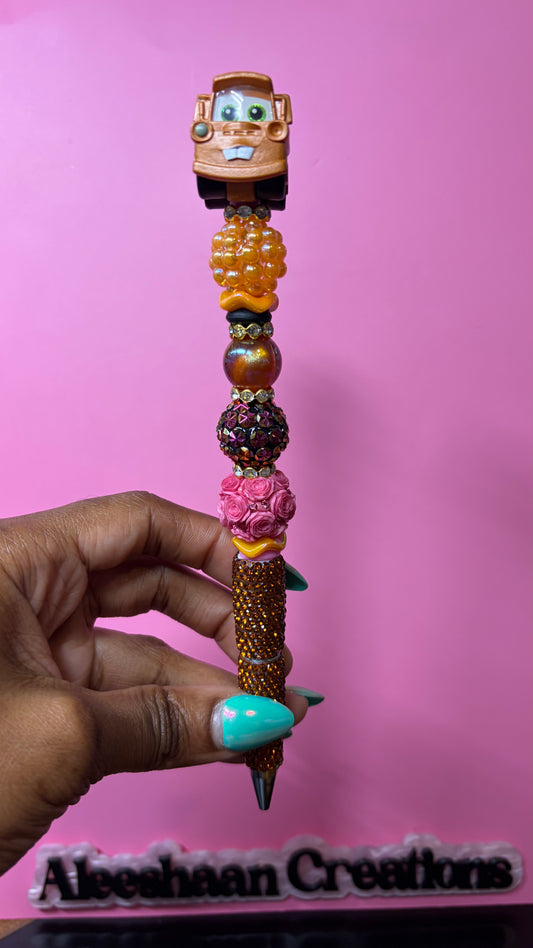 Tow Truck Inspired Beaded Rhinestone Pen