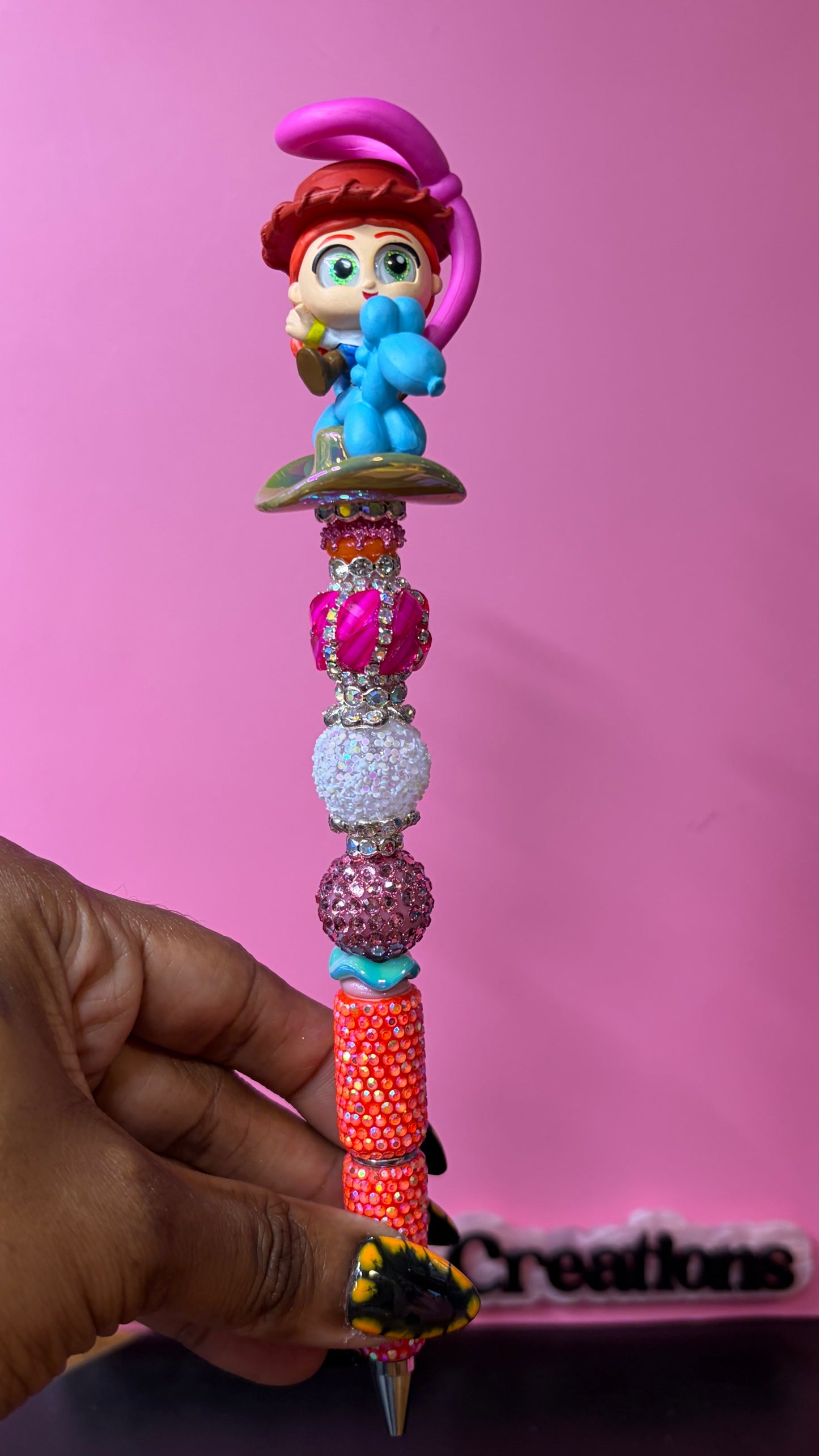 Cowgirl Balloon Beaded Rhinestone Pen