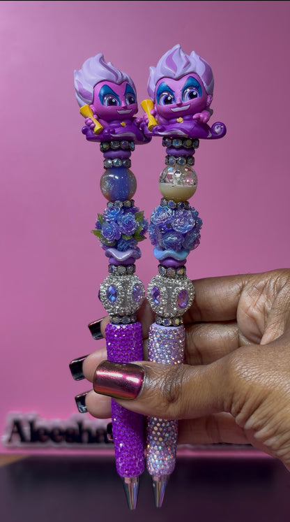 Purple Sea Witch Character Beaded Rhinestone Pen