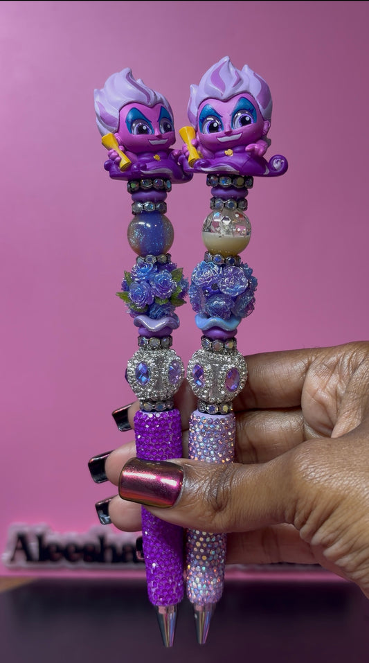 Purple Sea Witch Character Beaded Rhinestone Pen