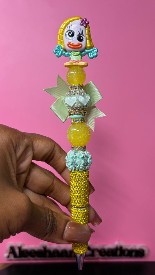 Yellow Girl Character Inspired Beaded Rhinestone Pen
