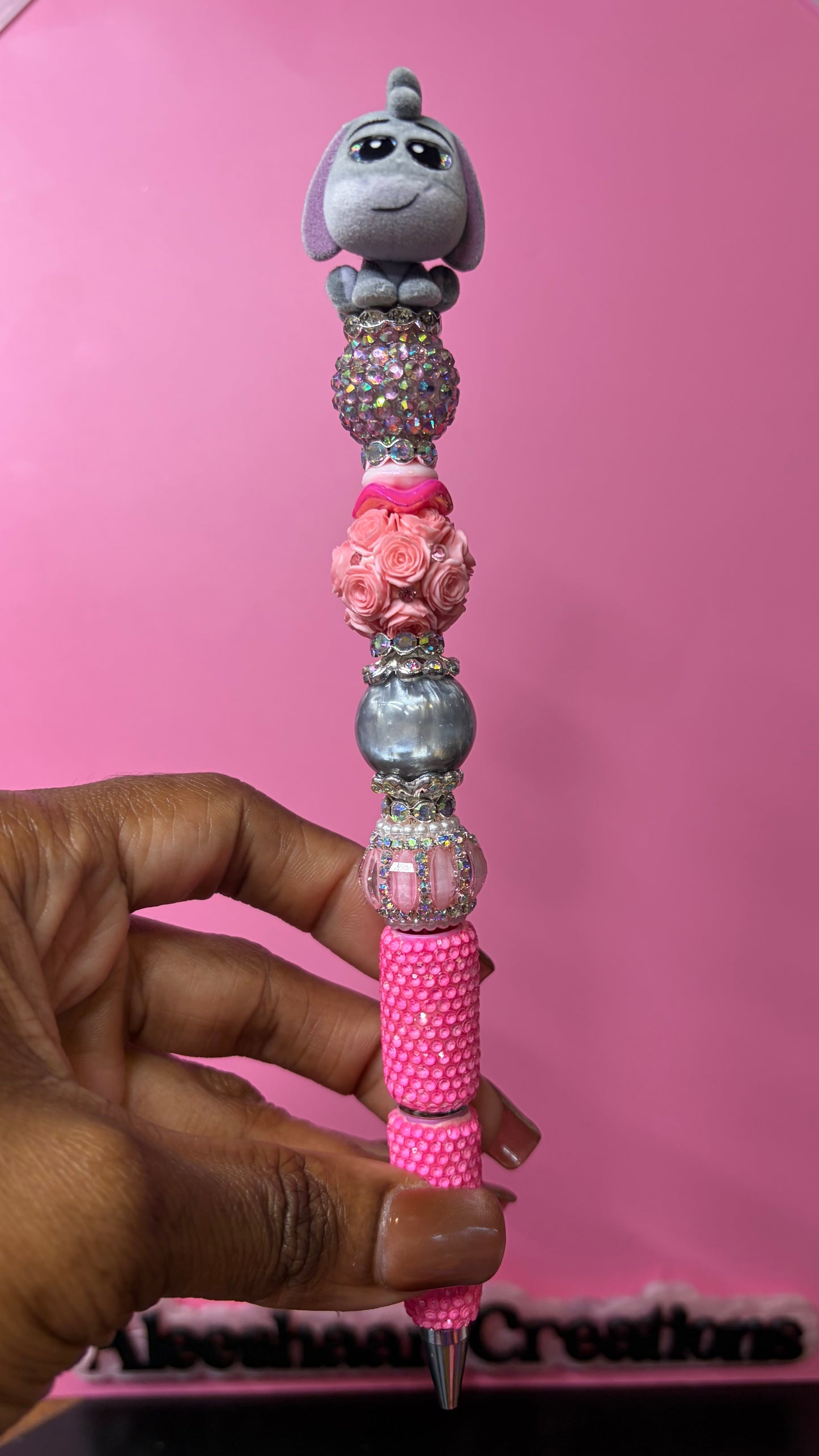 Gray Donkey Inspired Beaded Glow-in-the-Dark Rhinestone Pens