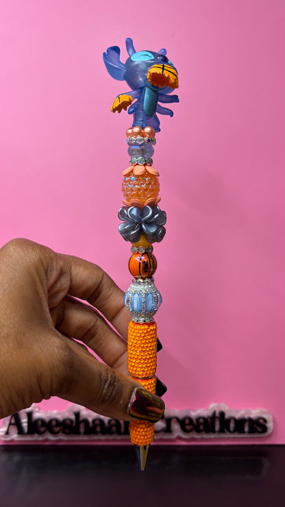 Blue Alien Inspired Beaded Rhinestone Pens