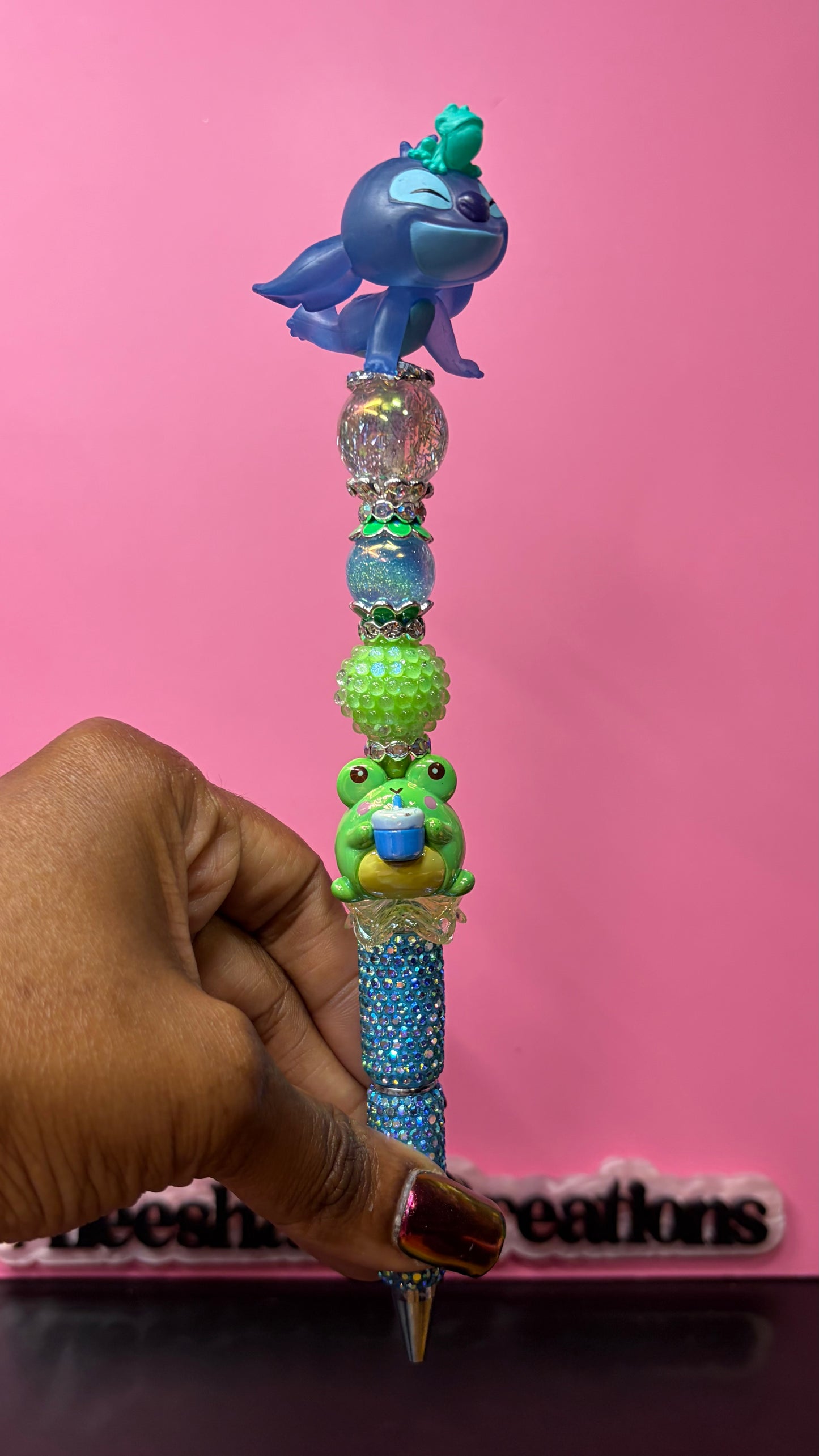 Blue Alien Inspired Beaded Rhinestone Pens