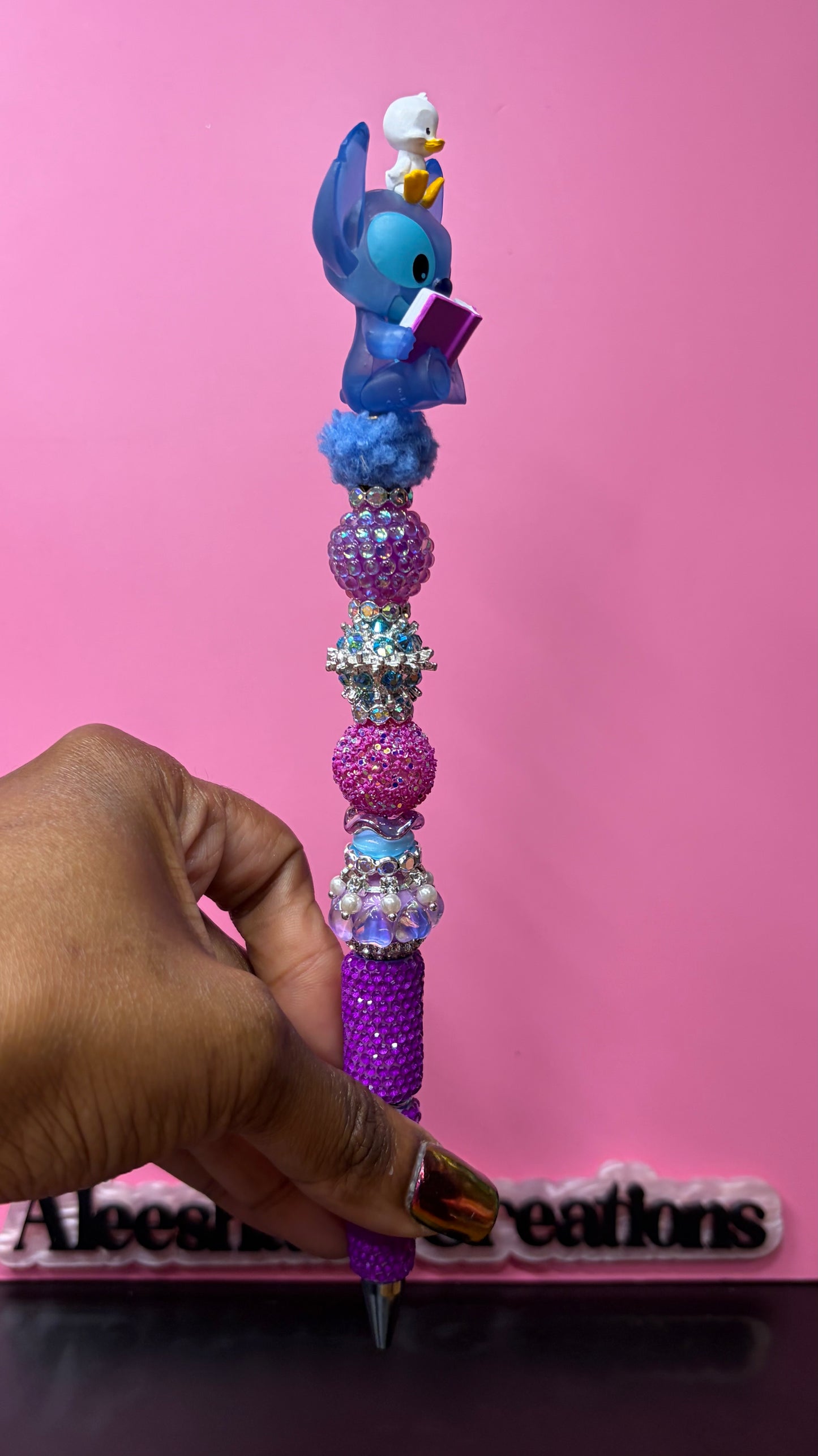 Blue Alien Inspired Beaded Rhinestone Pens