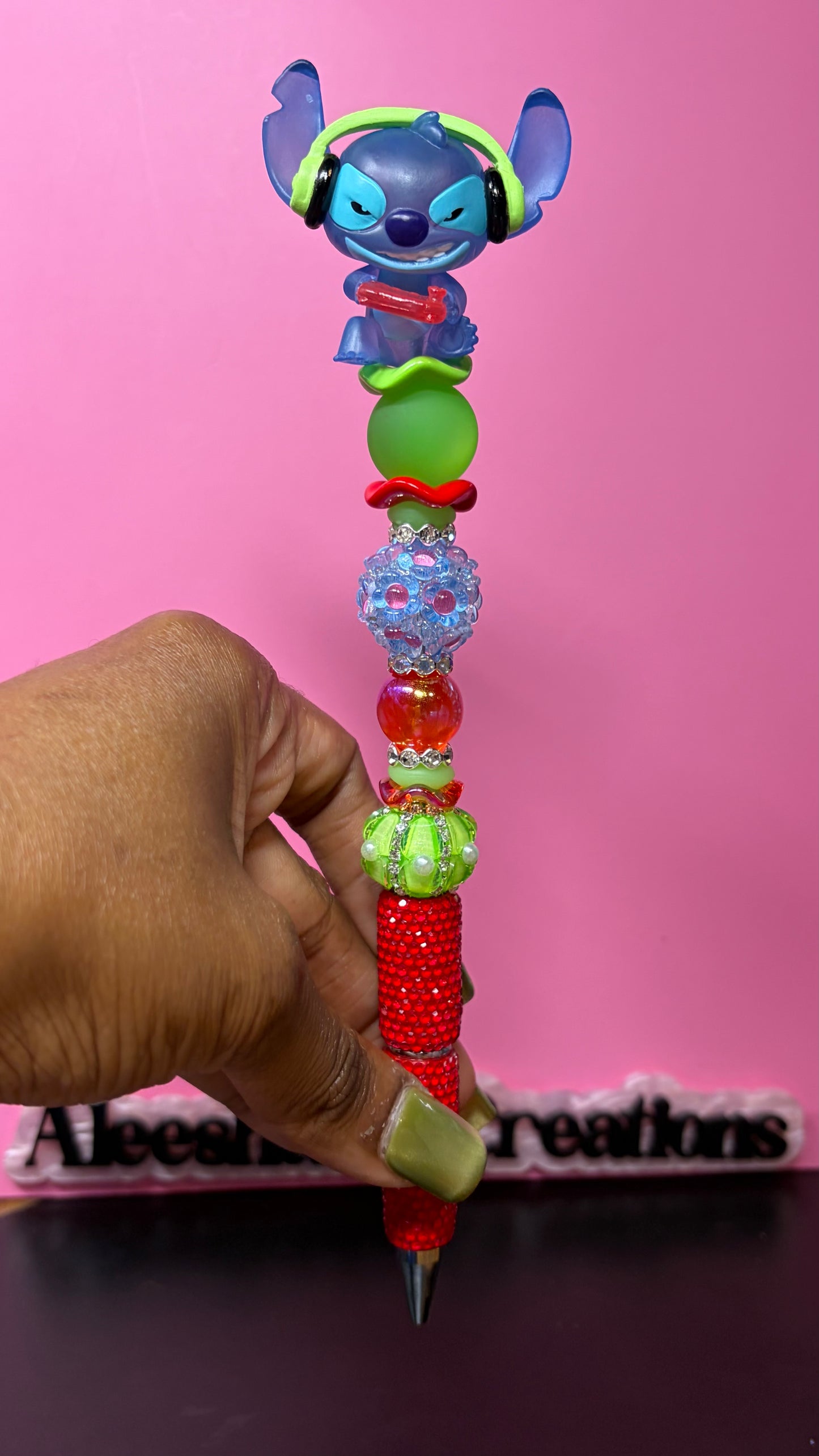 Blue Alien Inspired Beaded Rhinestone Pens