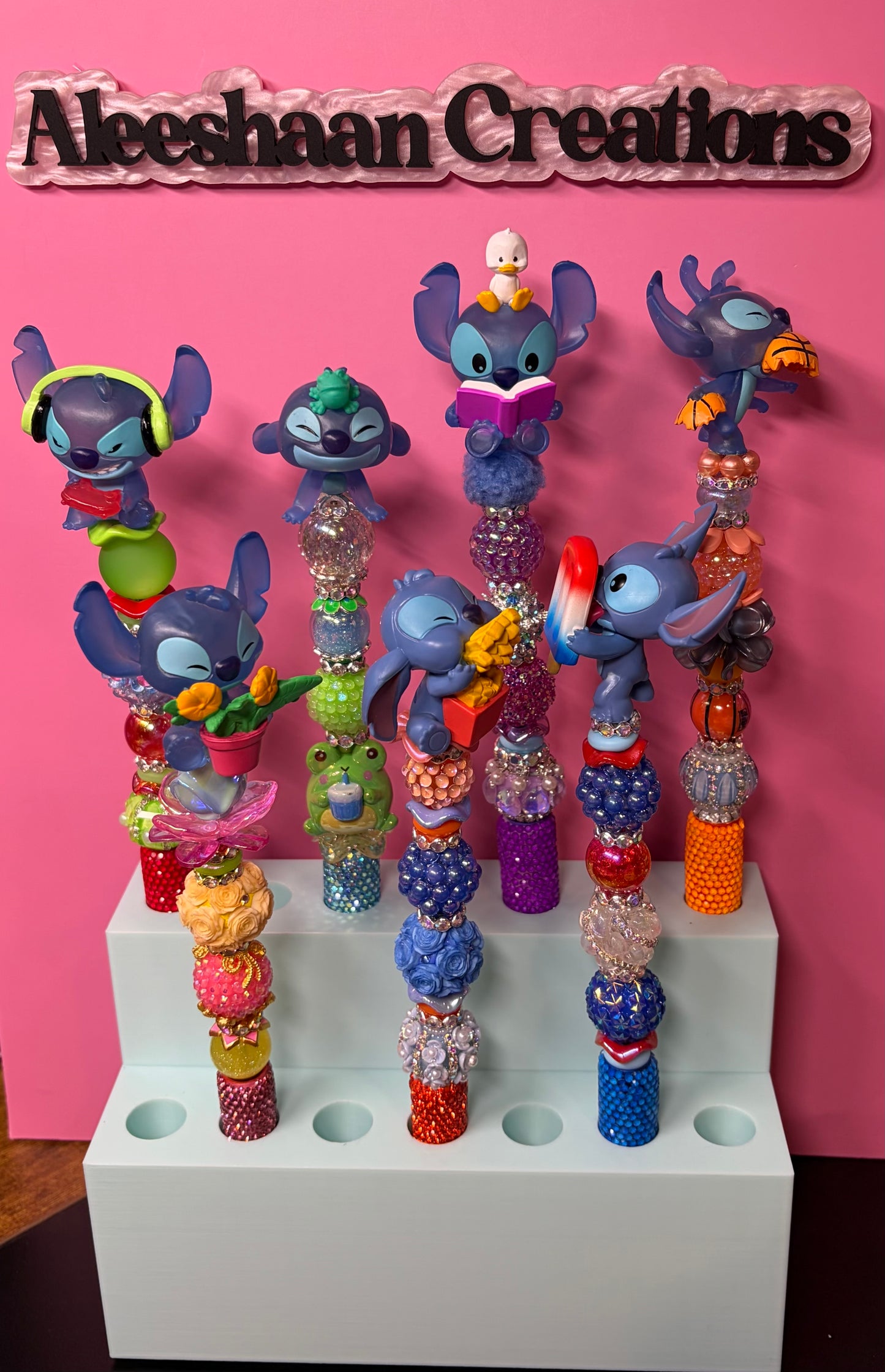 Blue Alien Inspired Beaded Rhinestone Pens
