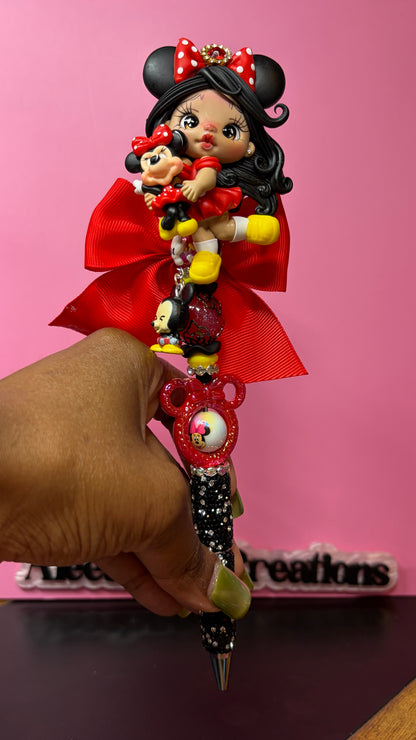 Mouse Girl Clay Doll Rhinestone Pens
