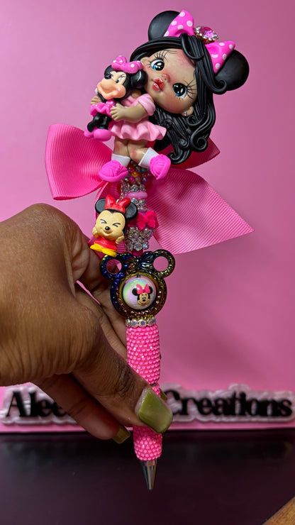 Mouse Girl Clay Doll Rhinestone Pens