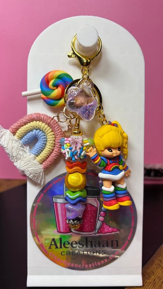 Colorful Rainbow Girl Beaded Keychain