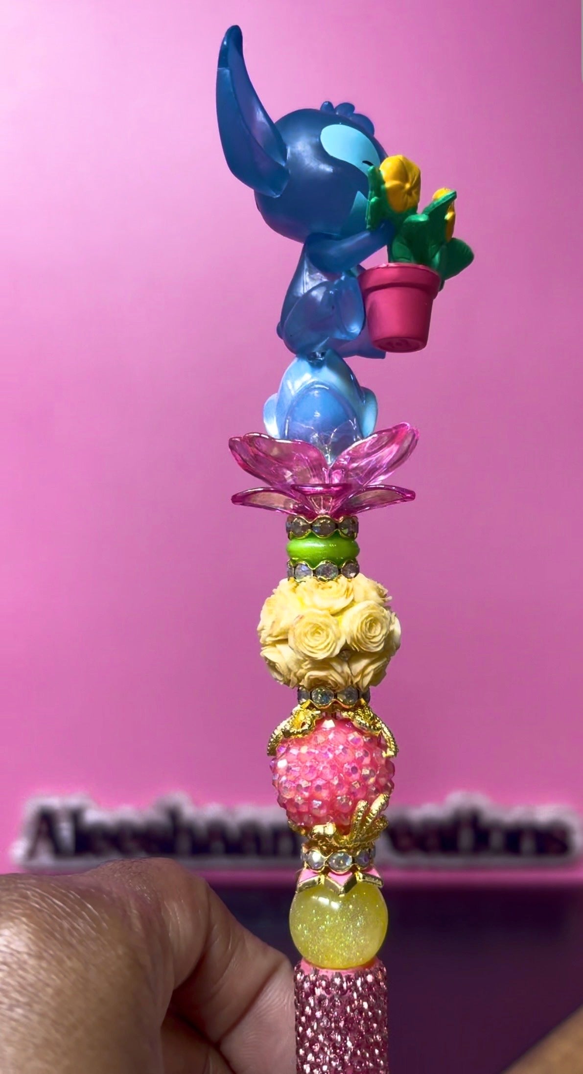 Blue Alien Inspired Beaded Rhinestone Pens