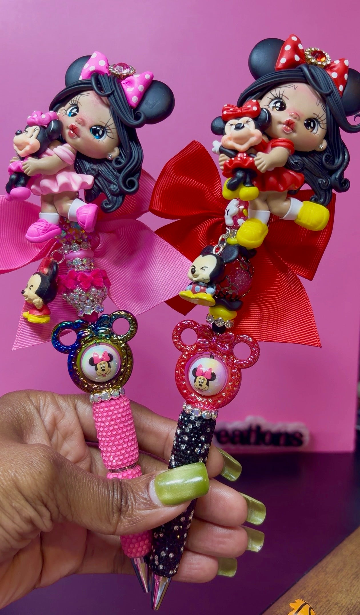 Mouse Girl Clay Doll Rhinestone Pens