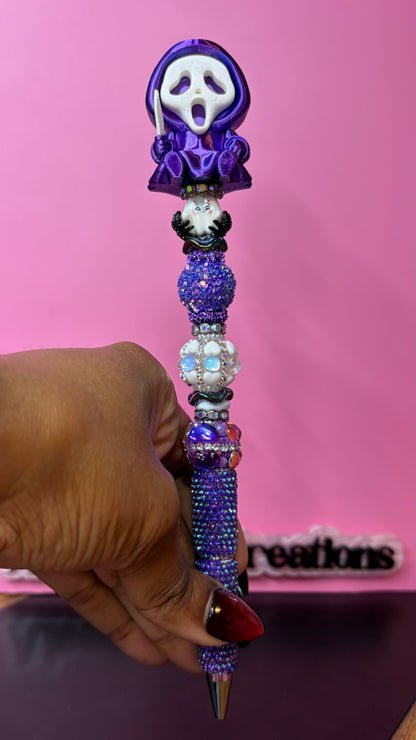 Ghost Face Beaded Rhinestone Pens