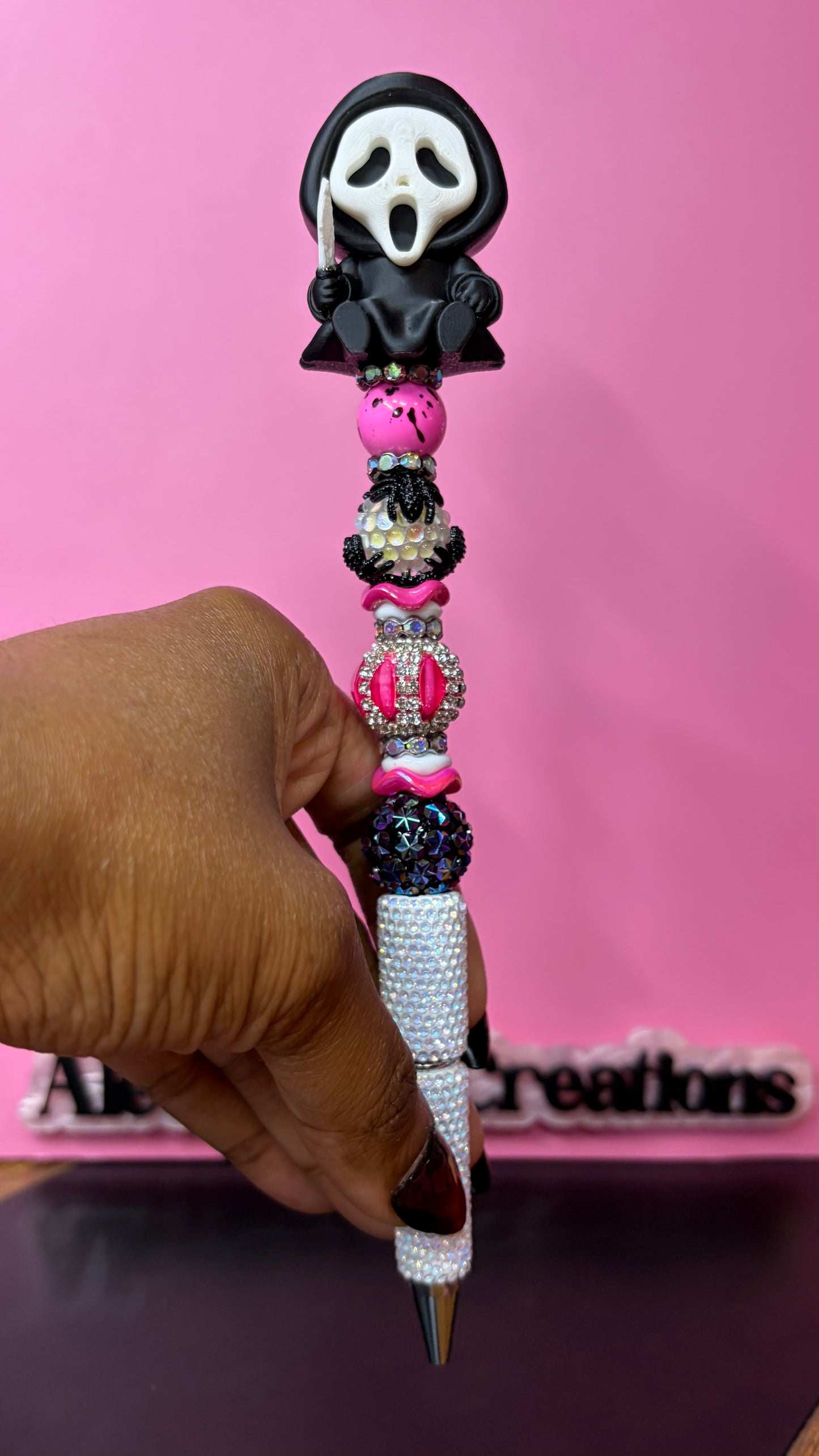 Ghost Face Beaded Rhinestone Pens