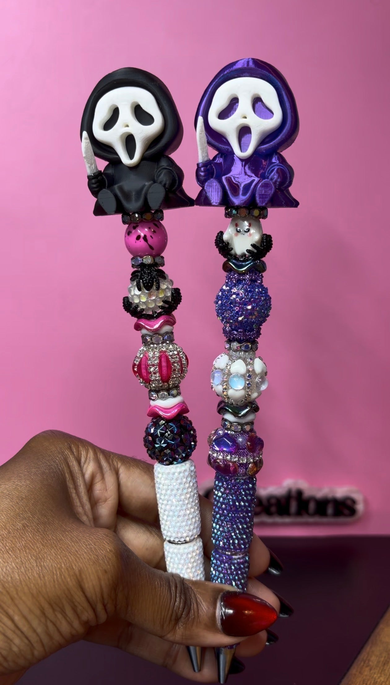 Ghost Face Beaded Rhinestone Pens
