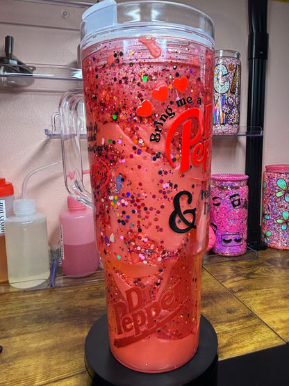 Dual Lava Acrylic Snow Globe Cup with Handle  - 40 oz Premade