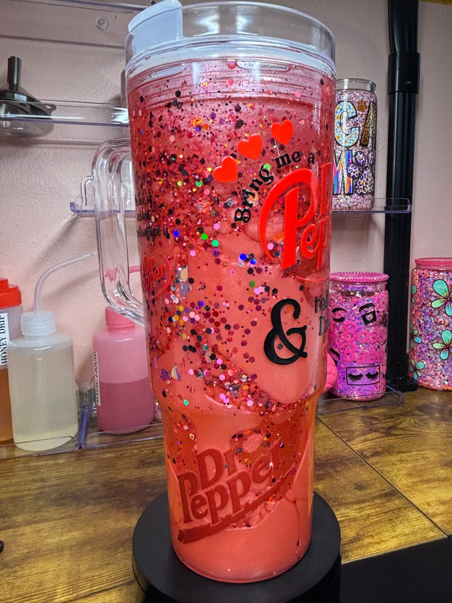 Dual Lava Acrylic Snow Globe Cup with Handle  - 40 oz Premade