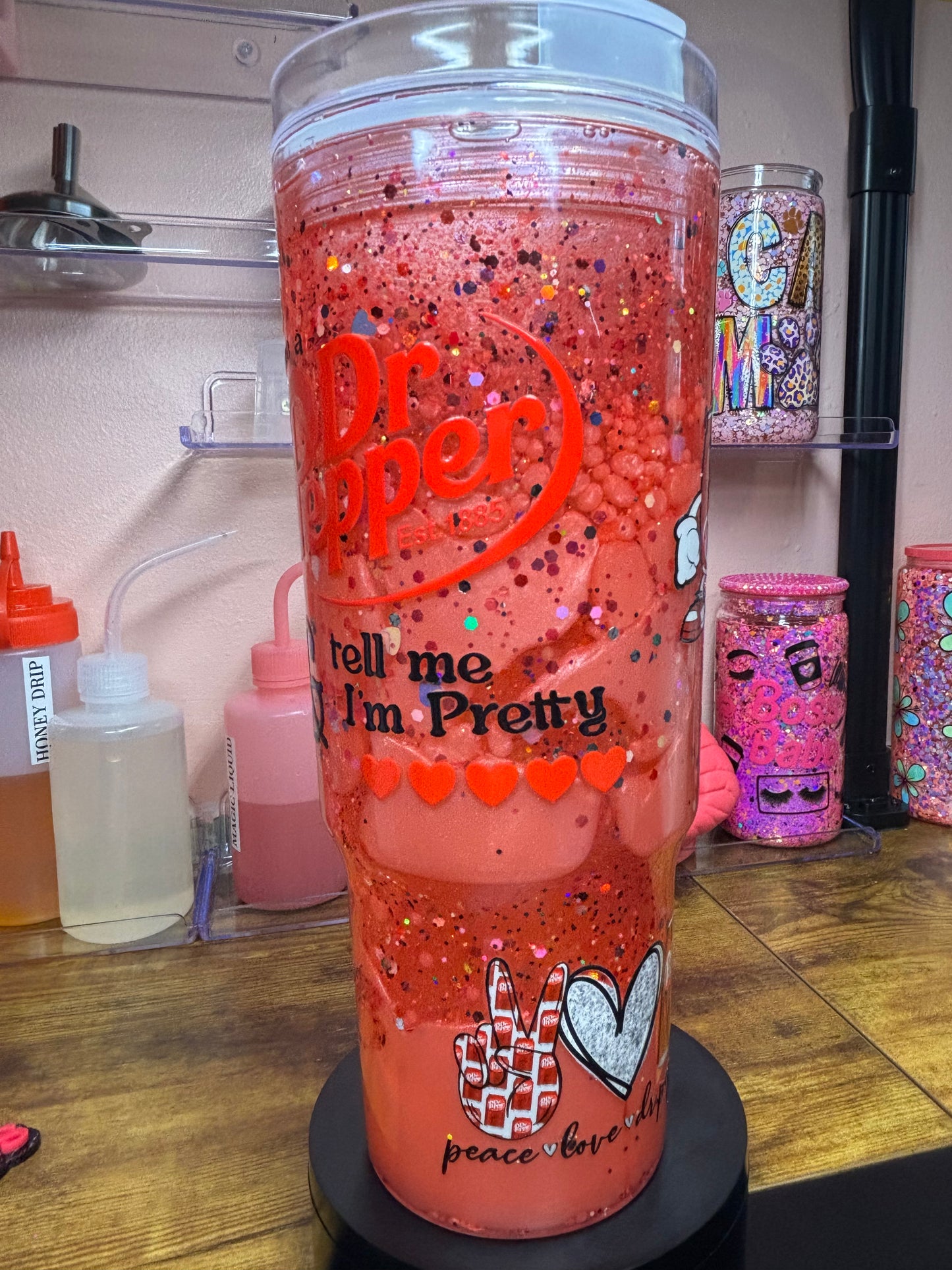 Dual Lava Acrylic Snow Globe Cup with Handle  - 40 oz Premade