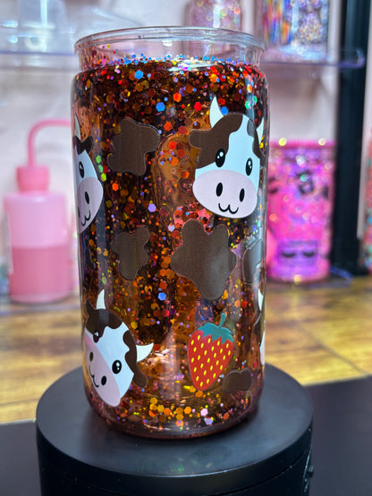 Chocolate Honey Drip Acrylic Snow Globe Cup - 16 oz Premade