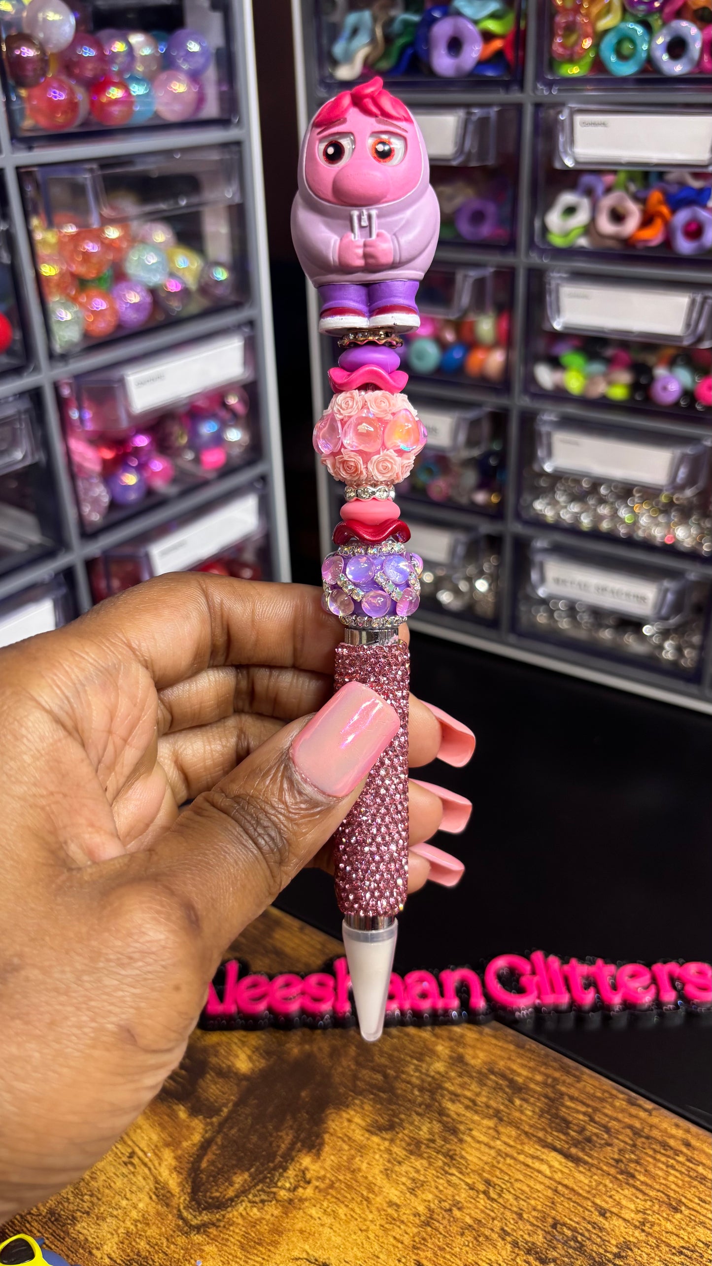 Pink Beaded Rhinestone Wax Pen